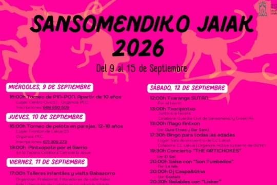 Sansomendiko Jaiak 2026: egitaraua (Gasteiz)