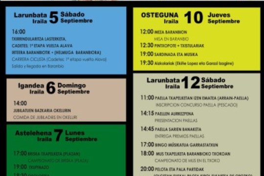 Baranbioko Jaiak 2026 Amurrion: egitaraua