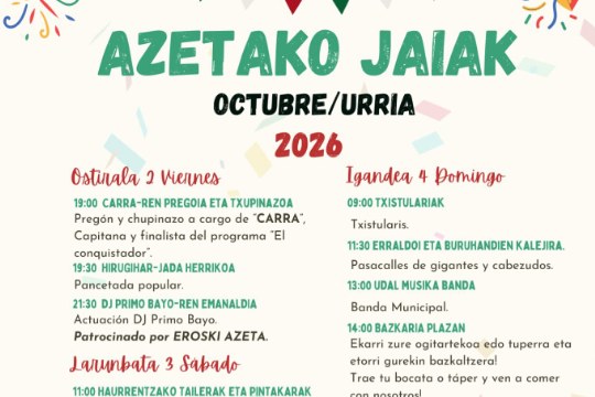 Azteako Jaiak 2026 (Portugalete): egitaraua