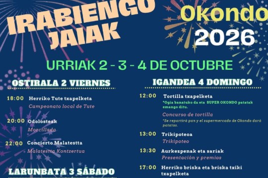 Irabiengoko Jaiak 2026 Okondon: egitaraua