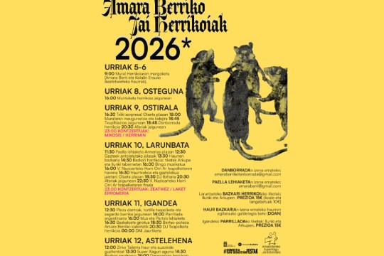 Amara Berriko Jai Herrikoiak 2026 Donostian: egitaraua