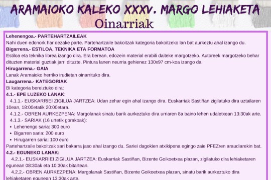 Aramaioko Kaleko Margo Lehiaketa 2026
