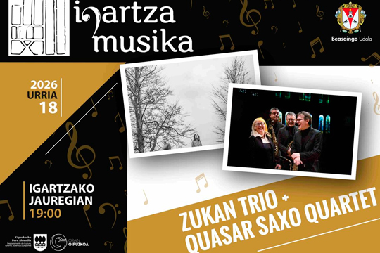 Igartza Musika Zikloa 2026: Trio Zukan + Quasar Saxophone Quartet