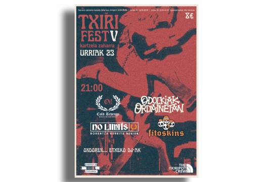 TXIRIFEST jaialdia 2026: COLD REVENGE + ODOLKIAK ORDAINETAN + NO LIMITS + FITOSKINS