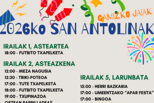 Programa Fiestas San Antol&iacute;n 2026 en Gamiz