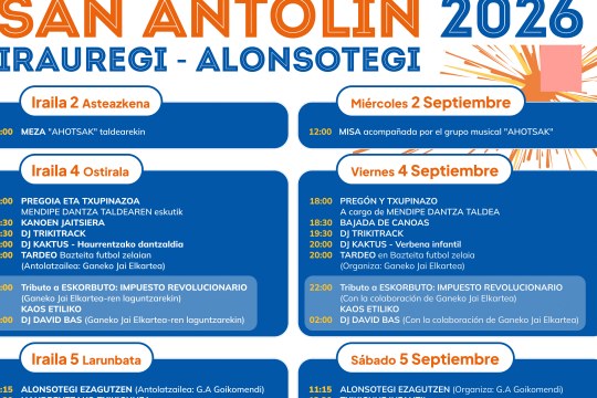 Programa Fiestas de San Antolin 2026 en Alonsotegi