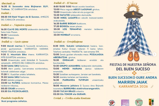 Programa Fiestas El Suceso 2026 en Carranza