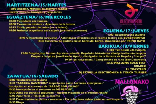 Programa Fiestas barrio Mallona 2026 en Bilbao