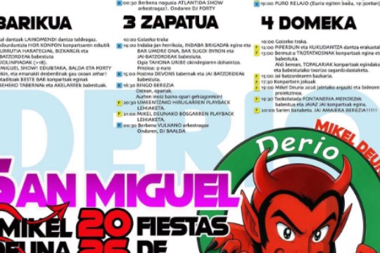 Programa Fiestas de San Miguel 2026 en Derio