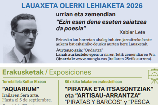 Concurso de Poes&iacute;a Lauaxeta 2026 de Mungia (1 octubre - 9 noviembre)