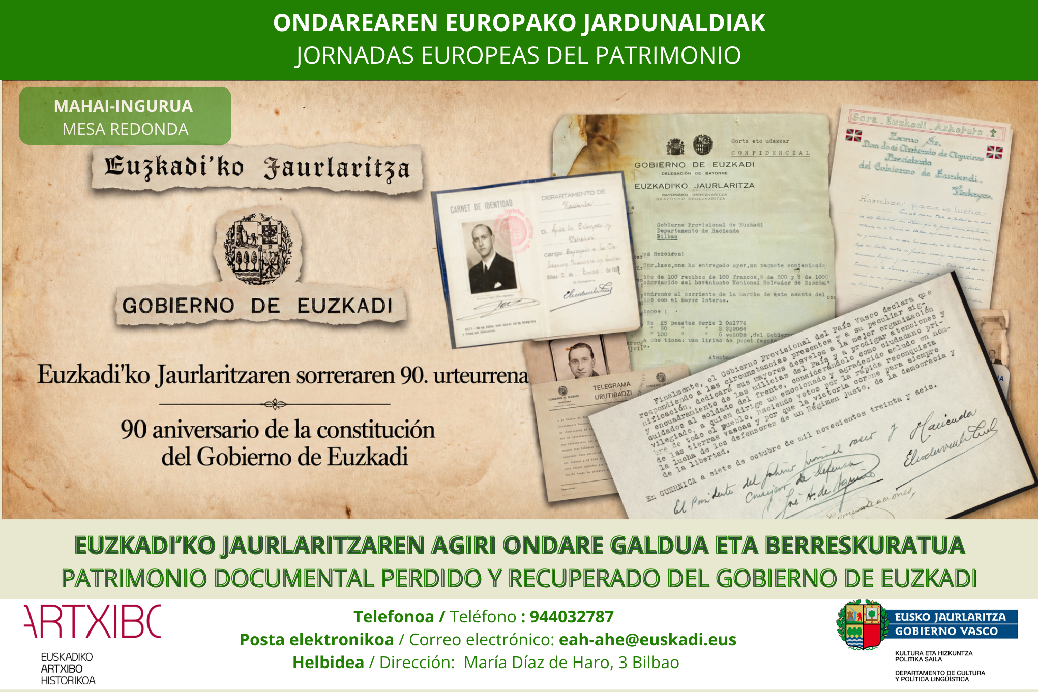 "Patrimonio documental perdido y recuperado del Gobierno de Euzkadi"