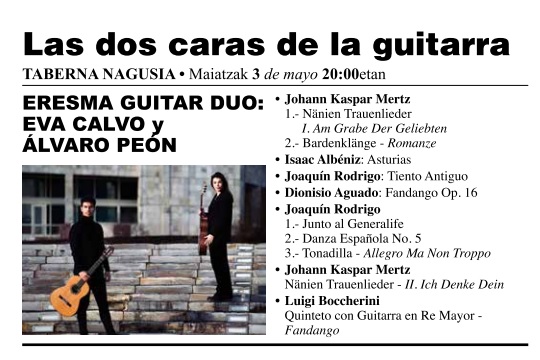 Conciertos de Primavera 2024 (Basauri): "LAS DOS CARAS DE LA GUITARRA", ERESMA GUITAR DUO